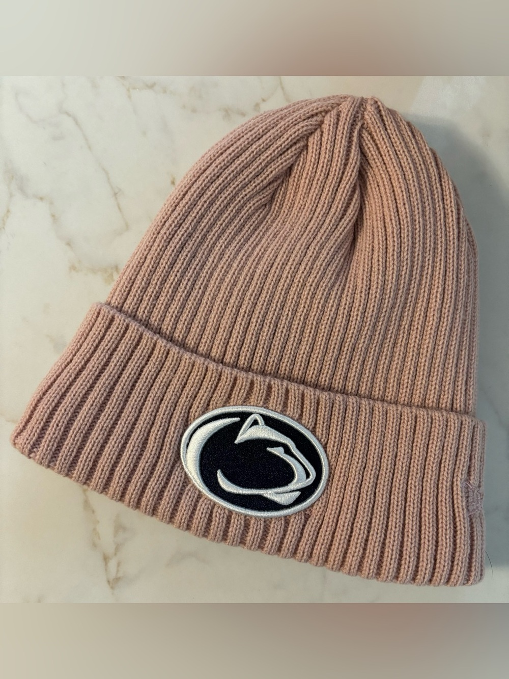 Blush Pink PSU Ribbed Beanie with Embroidered Patch, NWOT